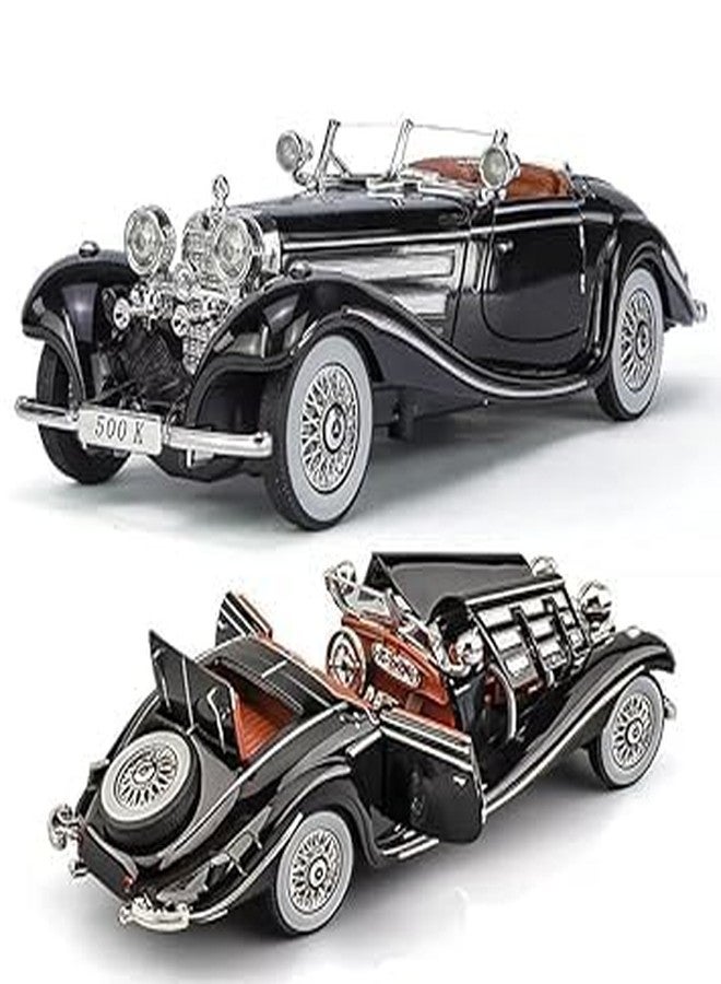 Babelly Compatible for 1:24 Benz 500K Toy Car Model, Diecast Collectible Pull Back Model Car with Sound and Light, Toy Gift Vehicles for Adults Kids Boys Girls (Black) - Image 1